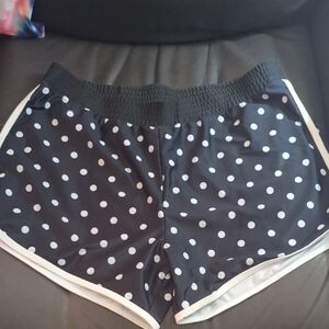 Polka Dot Athletic Running Shorts Black White Lightweight Women’s